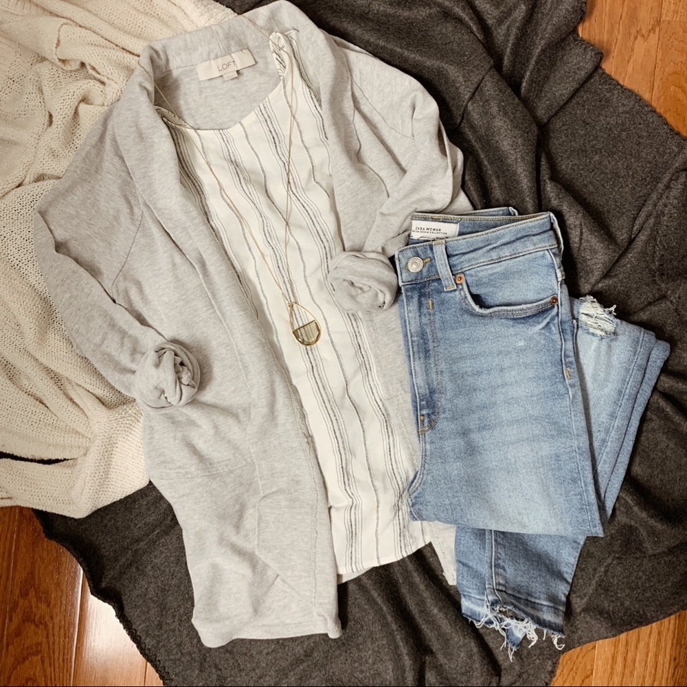 LOFT Textured Open Cardigan